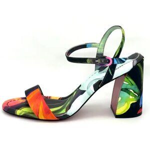 Christian Louboutin MISS JANE SANDAL 85 Floral Flower Satin Heels Shoes